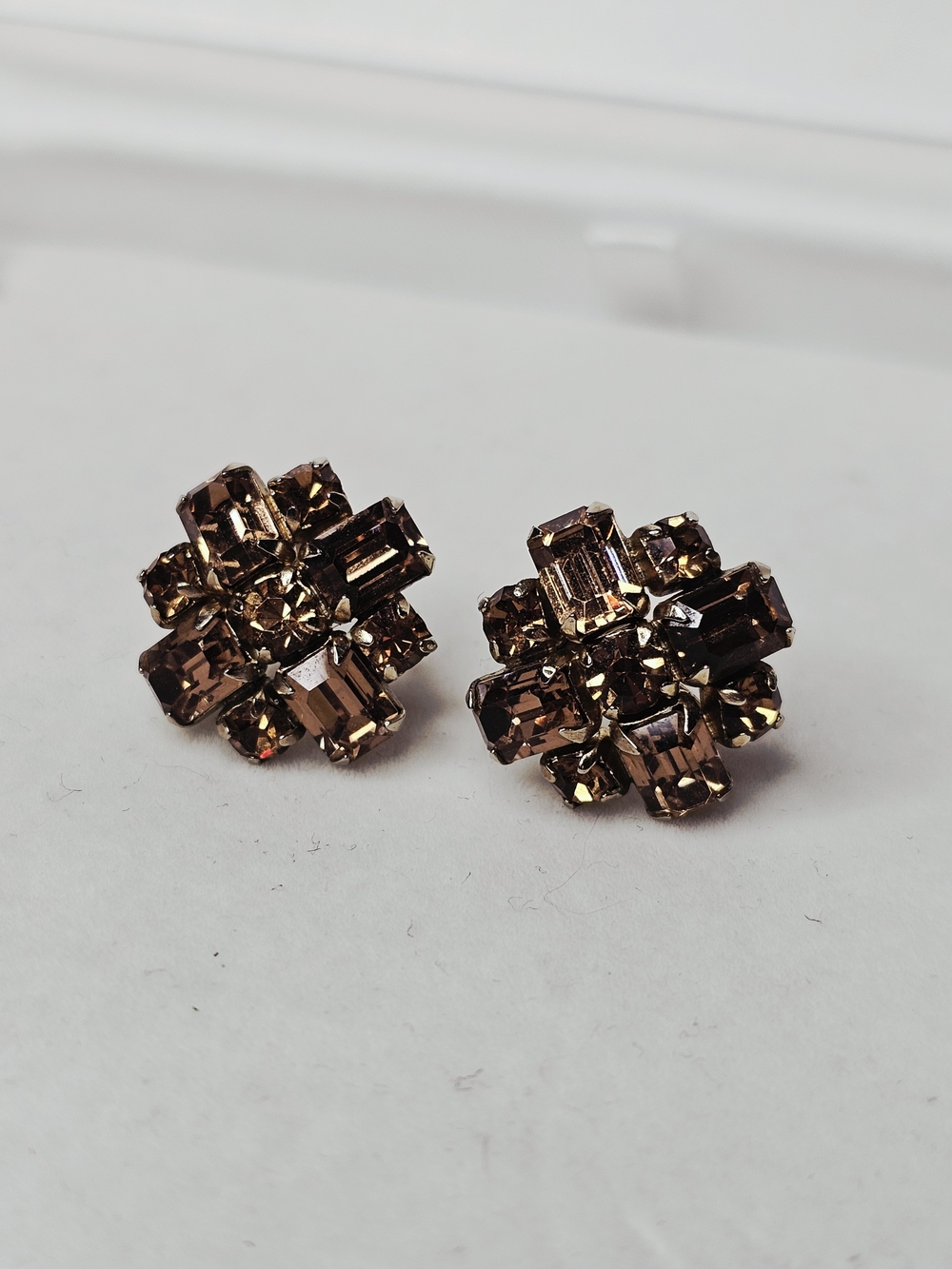 Sherman Topaz Crystal Cluster Screw Earrings